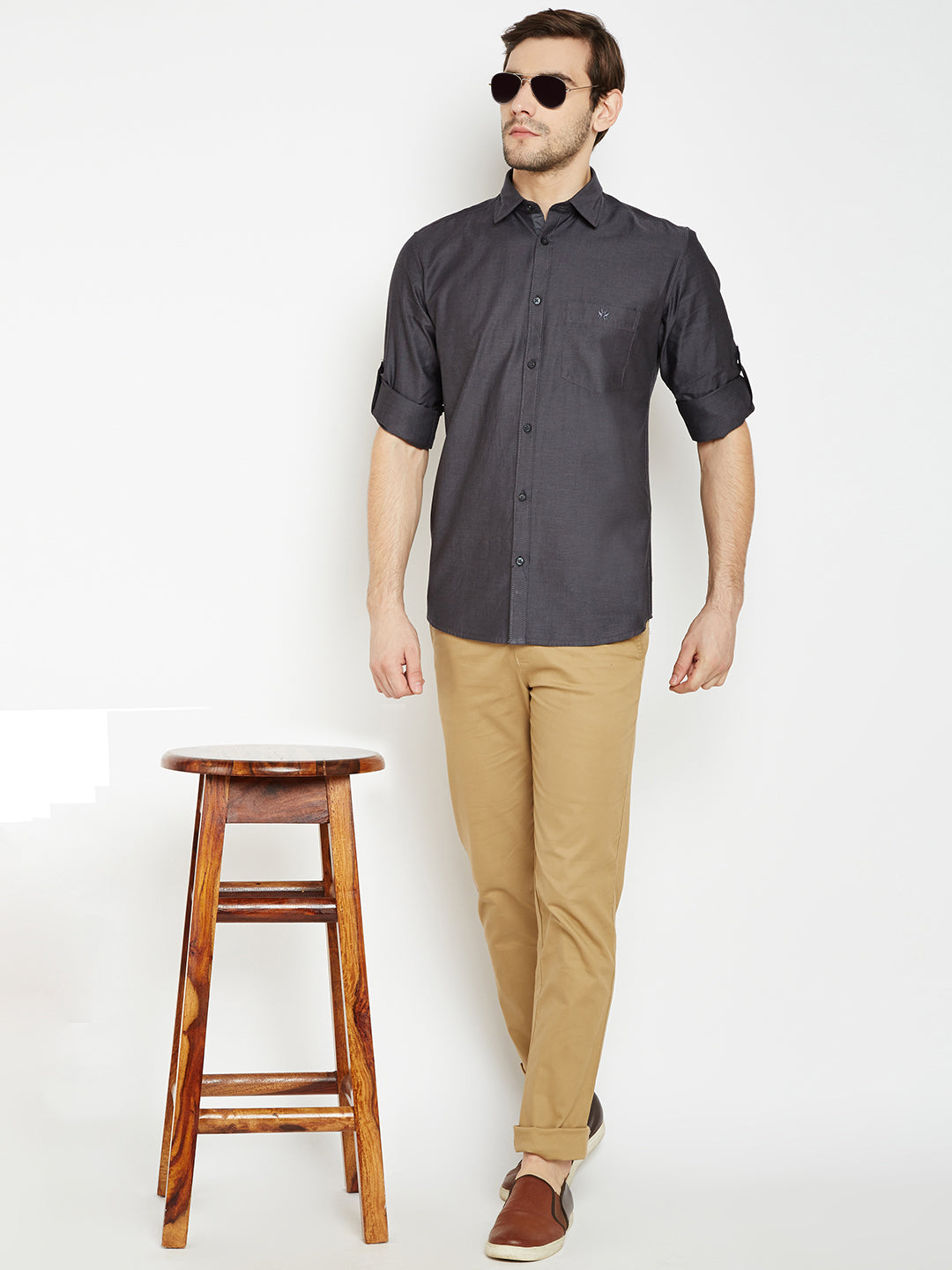 Black Cotton Slim Fit shirt - Men Shirts