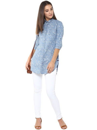 Blue Printed Shirt - Women Shirts