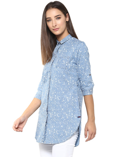 Blue Printed Shirt - Women Shirts