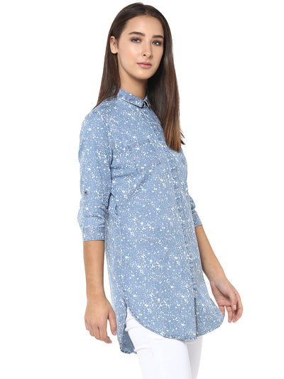 Blue Printed Shirt - Women Shirts