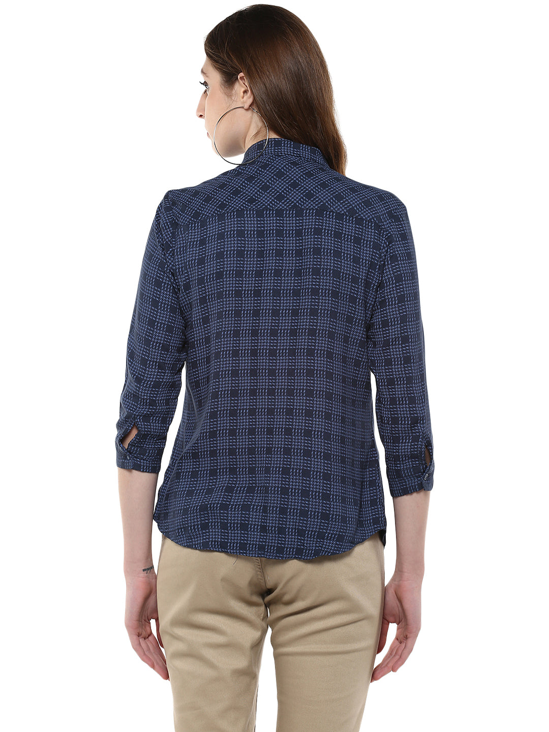 Navy Blue Printed Shirt - Women Shirts