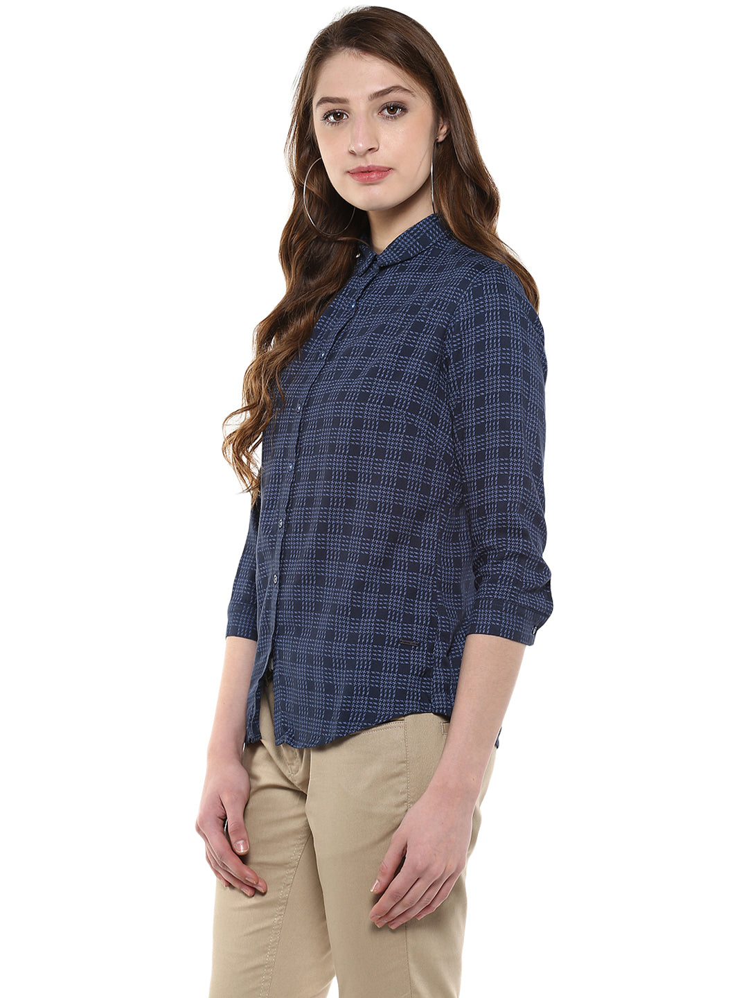 Navy Blue Printed Shirt - Women Shirts