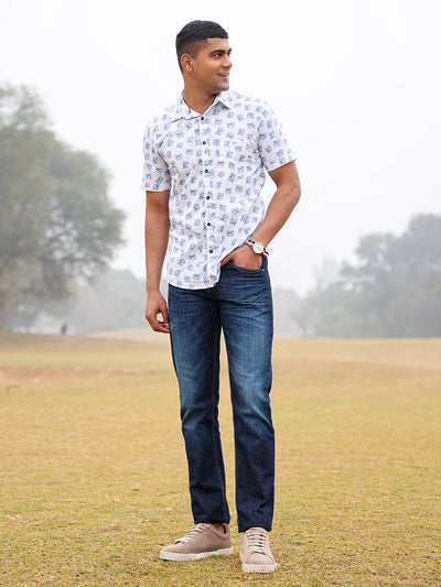 White Floral Shirt - Men Shirts