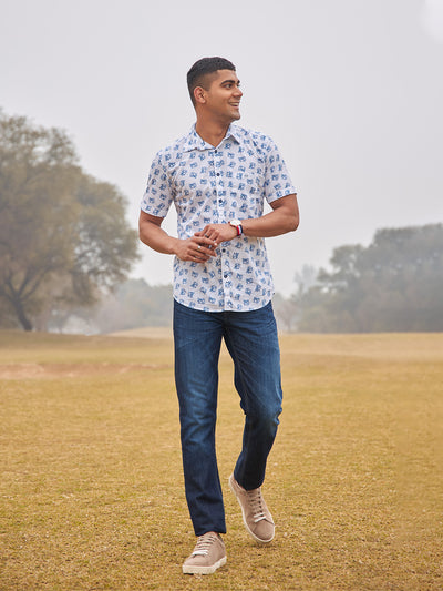 White Floral Shirt - Men Shirts