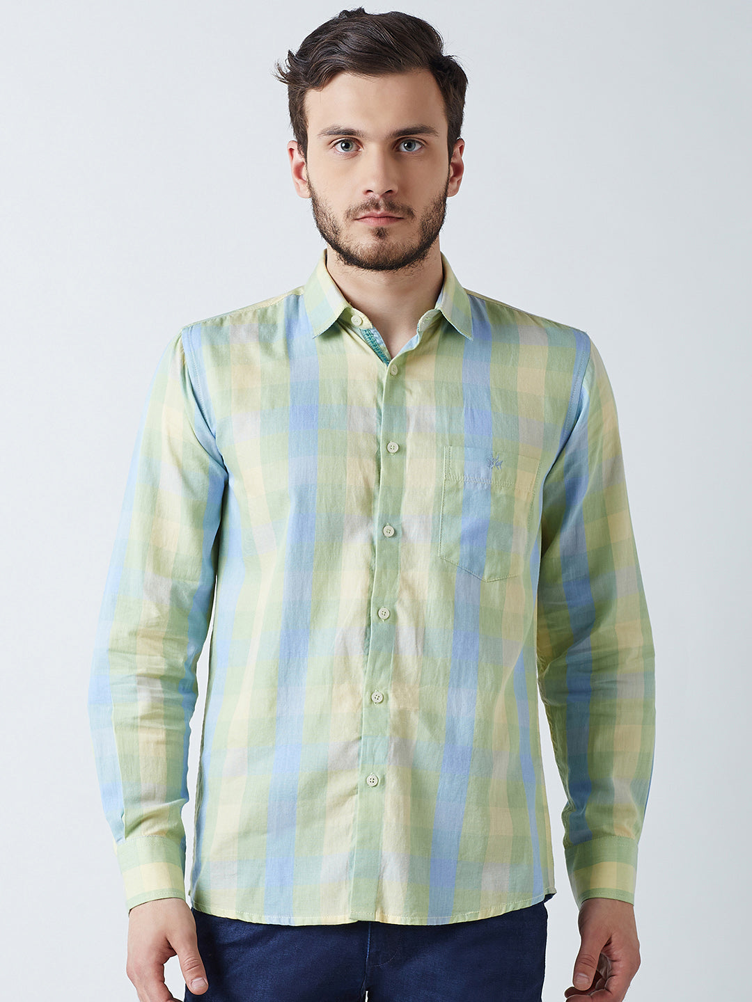 Green Checked Casual Shirt - Men Shirts