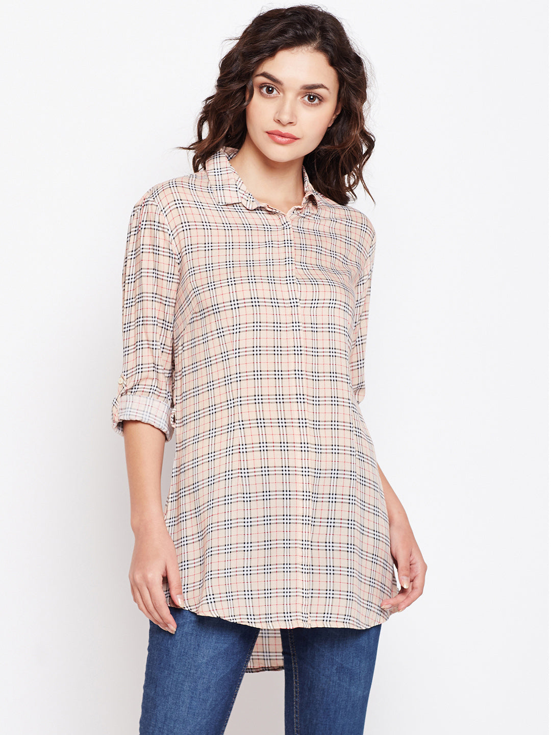 Brown Checked Shirt - Women Shirts
