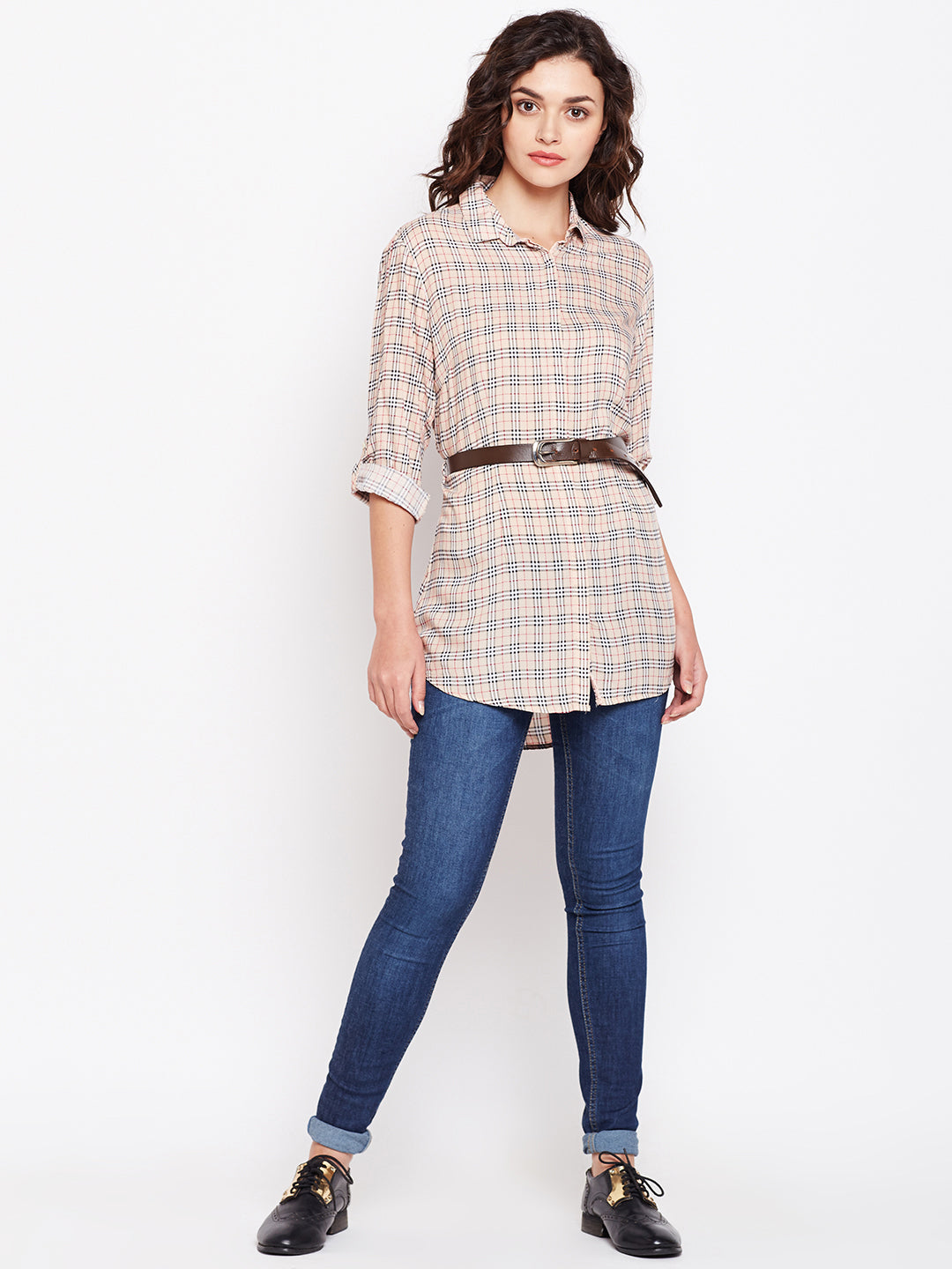 Brown Checked Shirt - Women Shirts