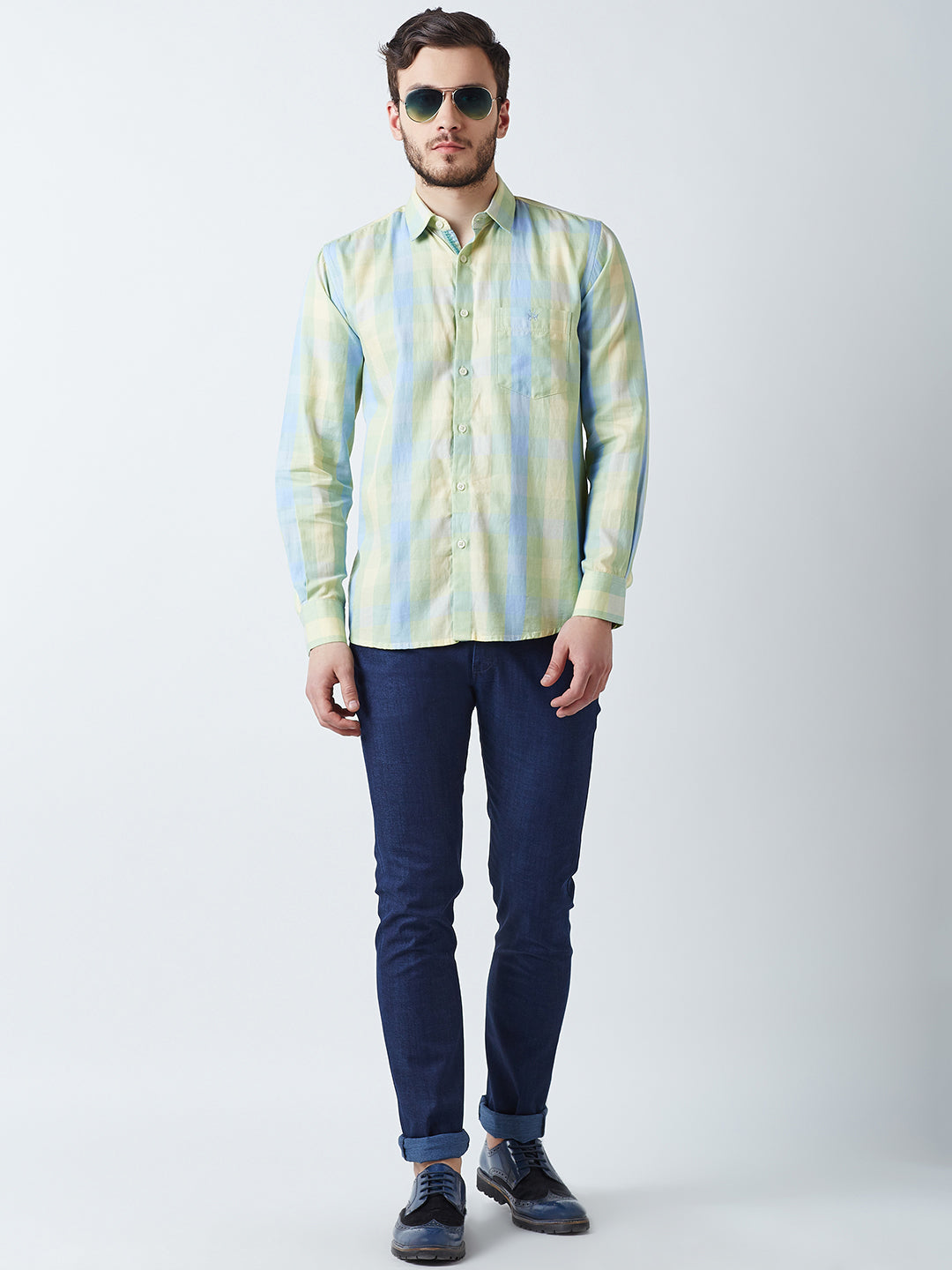 Green Checked Casual Shirt - Men Shirts