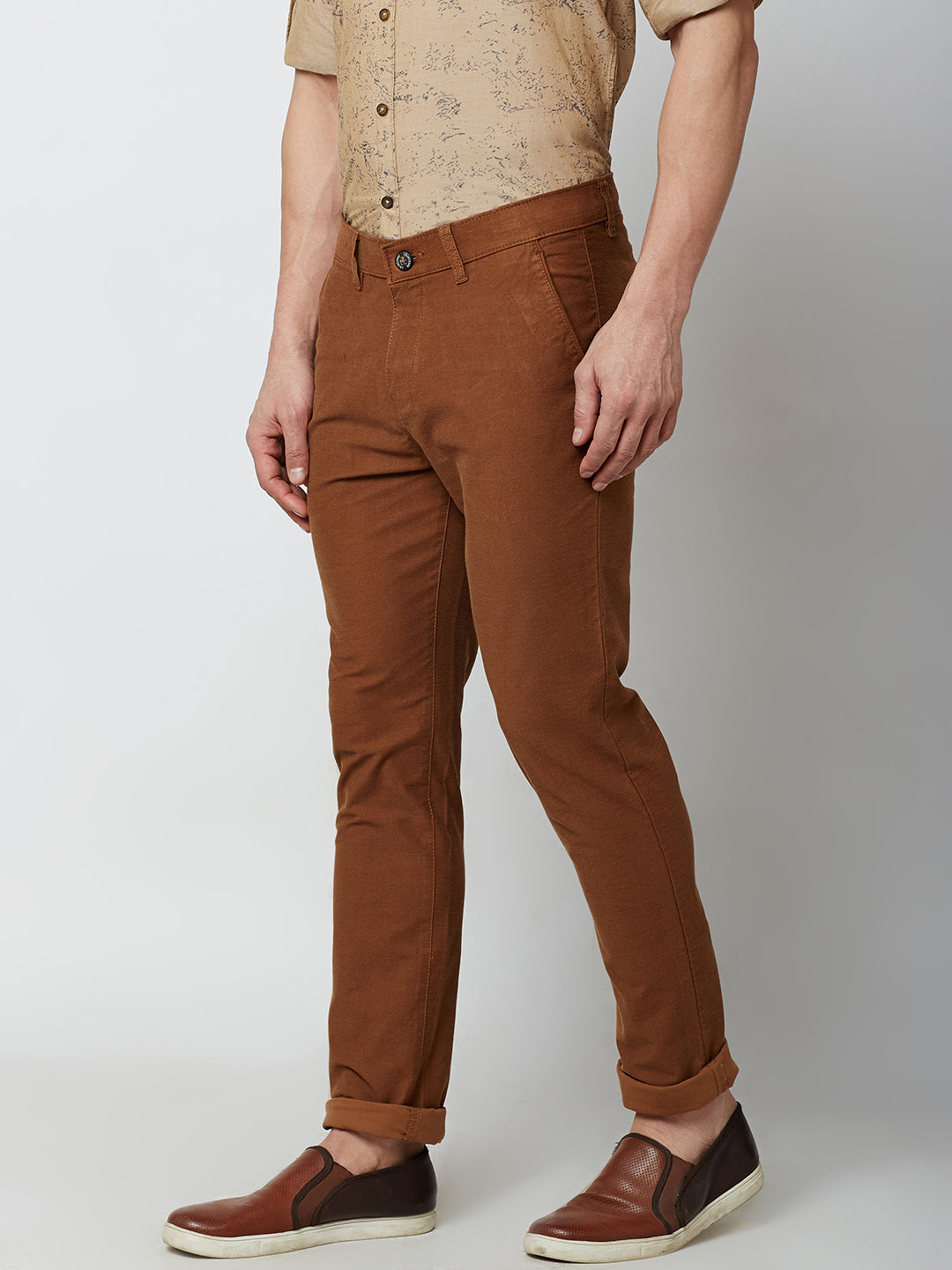 Brown Slim Fit Trousers - Men Trousers