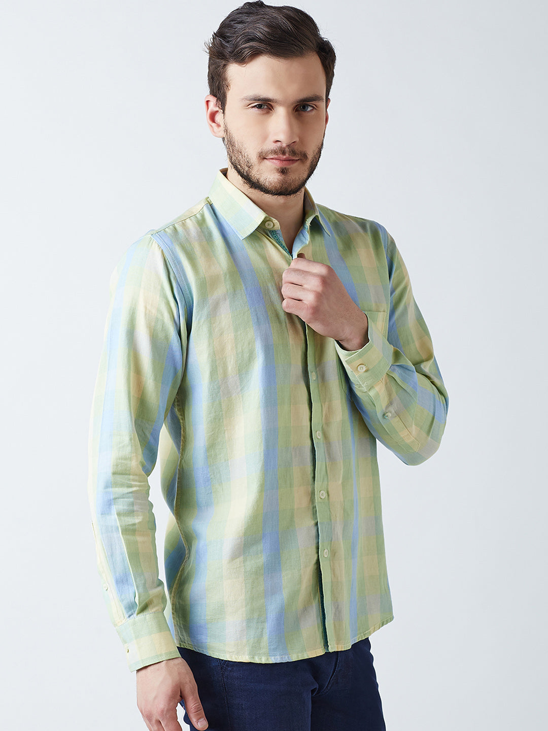 Green Checked Casual Shirt - Men Shirts