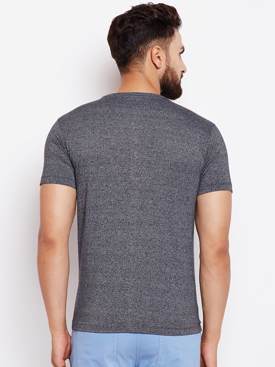 Grey Printed Round Neck T-Shirt - Men T-Shirts