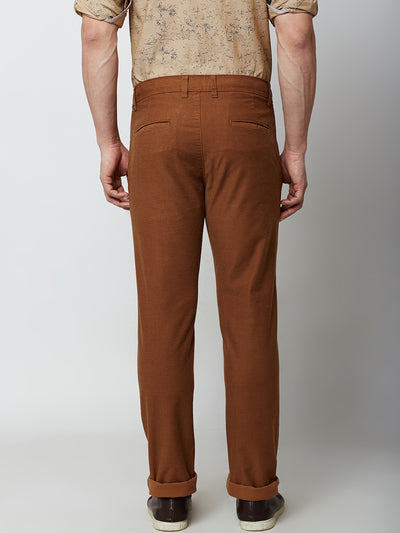 Brown Slim Fit Trousers - Men Trousers