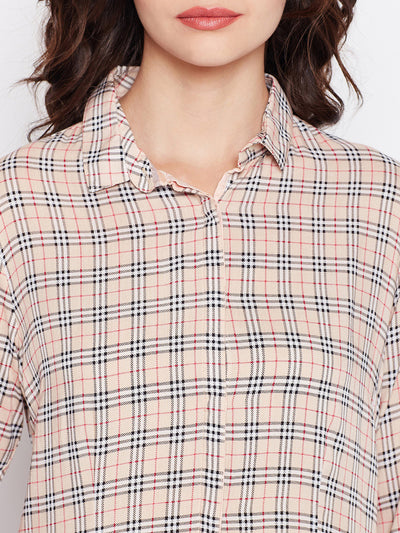Brown Checked Shirt - Women Shirts