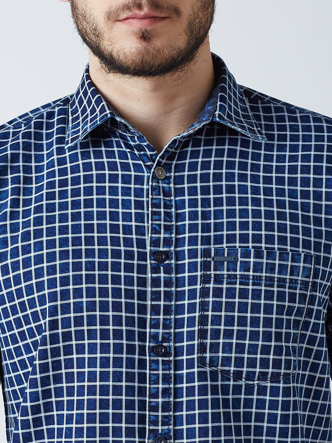 Blue Checked Spread Collar Casual Shirt - Men Shirts