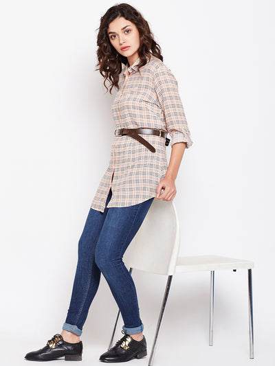 Brown Checked Shirt - Women Shirts