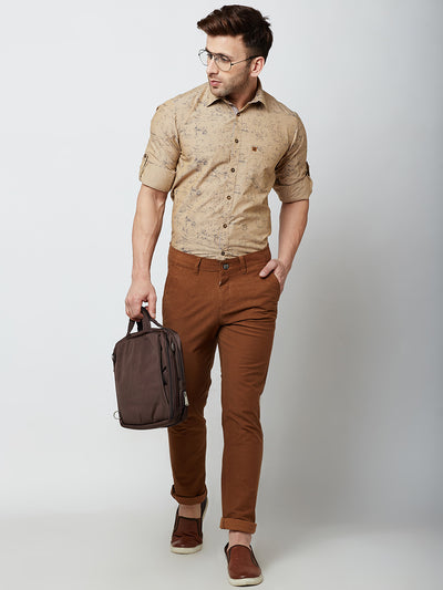 Brown Slim Fit Trousers - Men Trousers