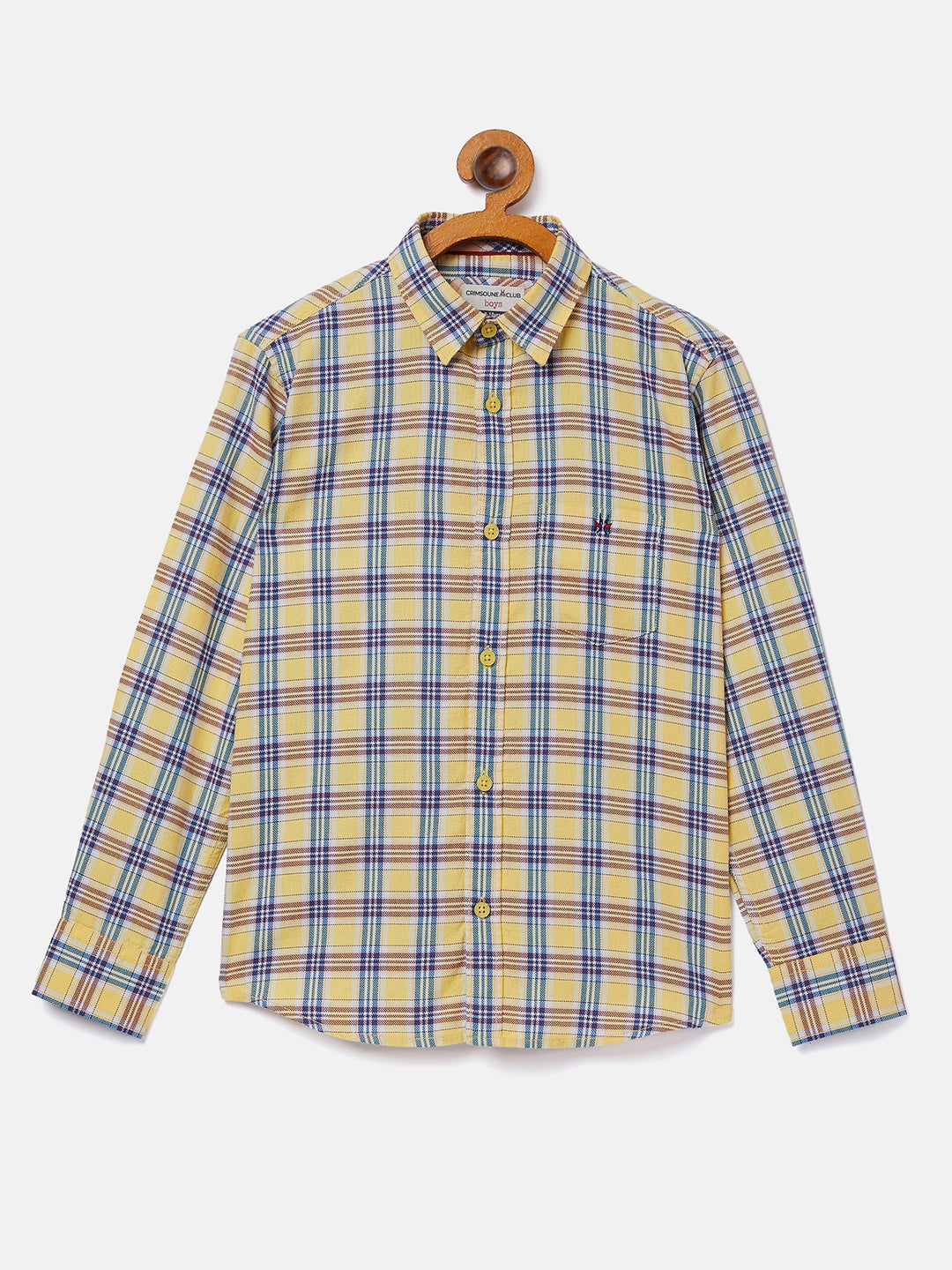 Yellow Checked Full Sleeves Shirt - Boys Shirts