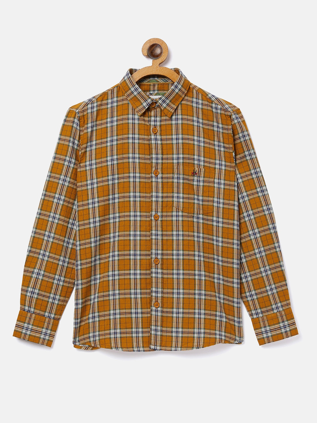 Mustard Checked Full Sleeves Shirt - Boys Shirts