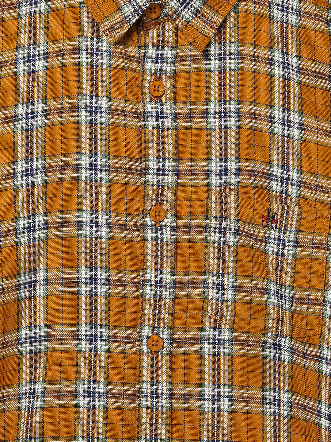Mustard Checked Full Sleeves Shirt - Boys Shirts