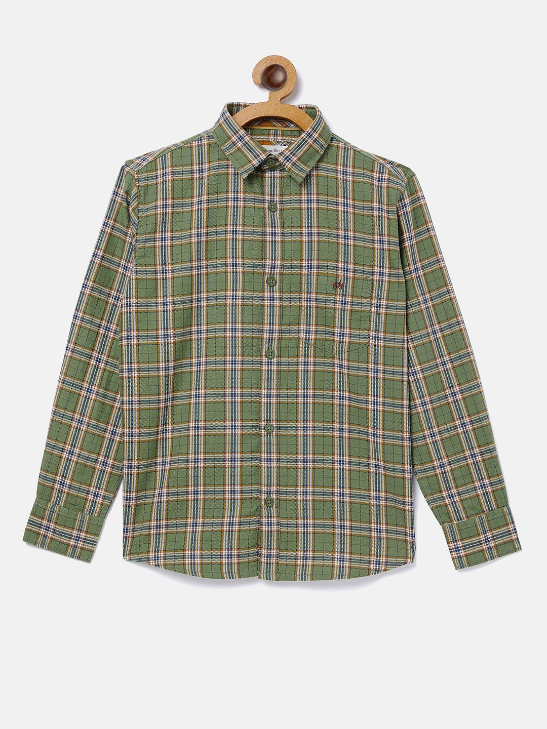 Green Checked Full Sleeves Shirt - Boys Shirts