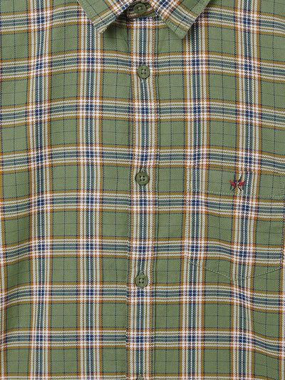 Green Checked Full Sleeves Shirt - Boys Shirts