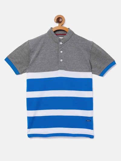 Grey Striped Half Sleeves T-Shirt - Boys T-Shirts