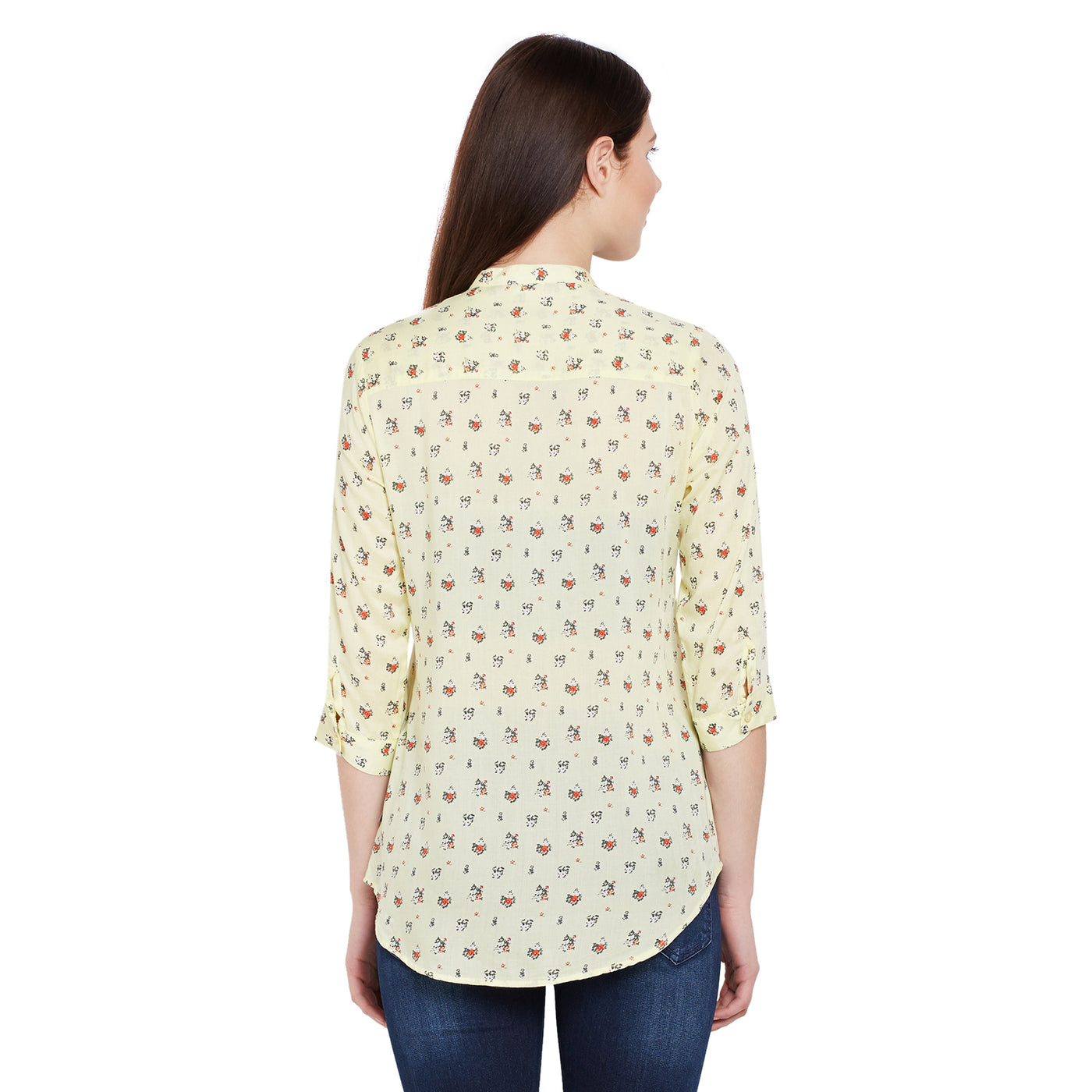 Yellow Printed Slim Fit shirt - Women Shirts