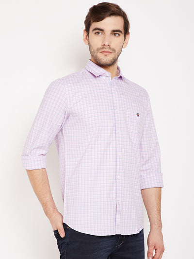 Pink Checked Slim Fit shirt - Men Shirts