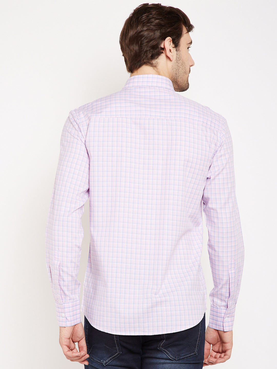 Pink Checked Slim Fit shirt - Men Shirts