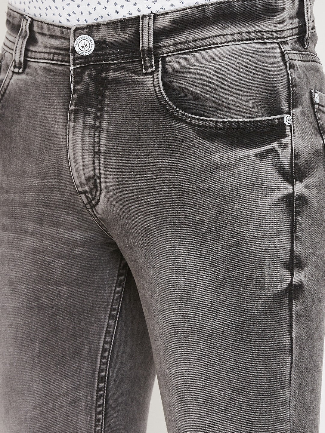 Grey Slim Fit Stretchable Jeans - Men Jeans