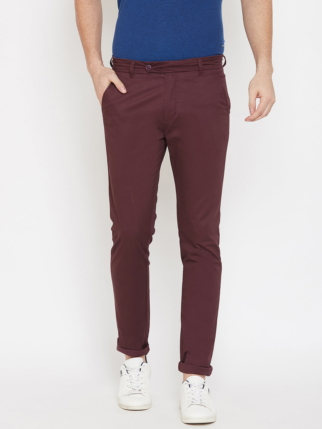 Maroon Slim fit Trousers - Men Trousers