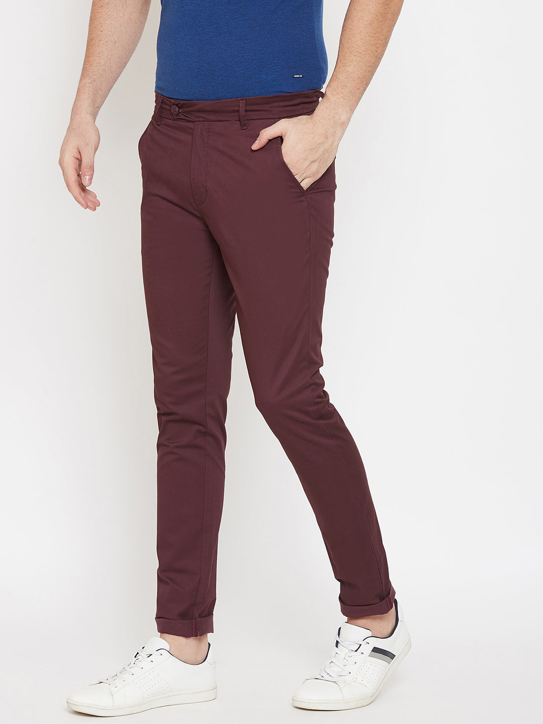 Maroon Slim fit Trousers - Men Trousers