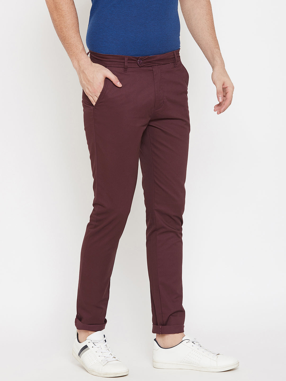 Maroon Slim fit Trousers - Men Trousers
