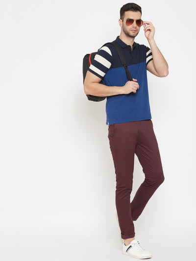 Maroon Slim fit Trousers - Men Trousers