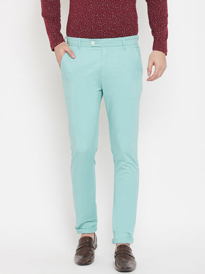 Mint Green Slim fit Trousers - Men Trousers
