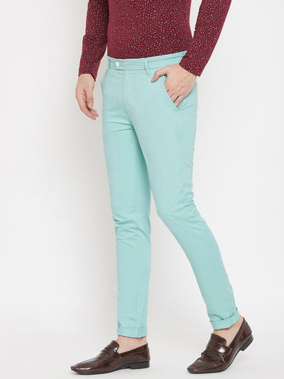 Mint Green Slim fit Trousers - Men Trousers