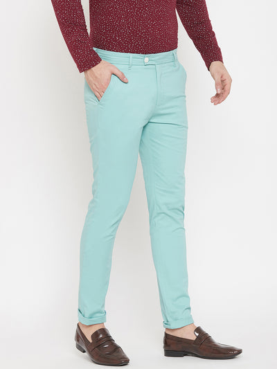 Mint Green Slim fit Trousers - Men Trousers