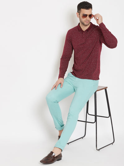 Mint Green Slim fit Trousers - Men Trousers