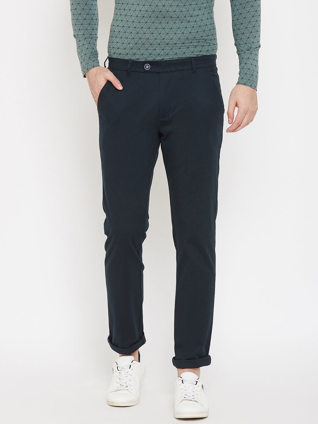 Navy Blue Slim fit Trousers - Men Trousers