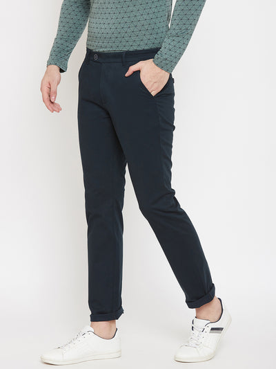 Navy Blue Slim fit Trousers - Men Trousers