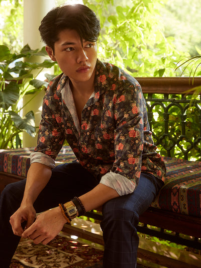 Multi-Colour Floral Print Shirt-Men Shirt-Crimsoune Club