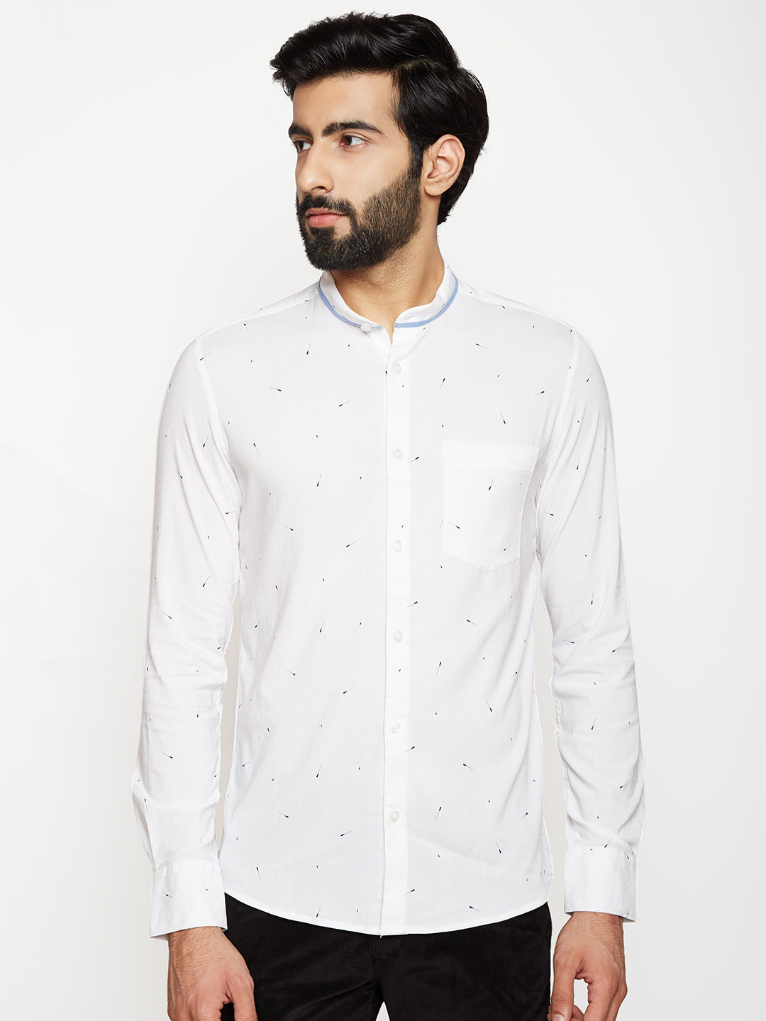 White Printed SilmFit shirt - Men Shirts