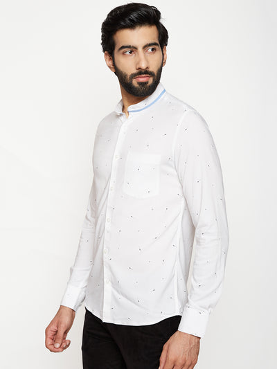 White Printed SilmFit shirt - Men Shirts