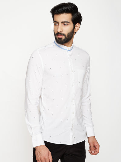 White Printed SilmFit shirt - Men Shirts