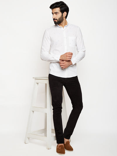 White Printed SilmFit shirt - Men Shirts