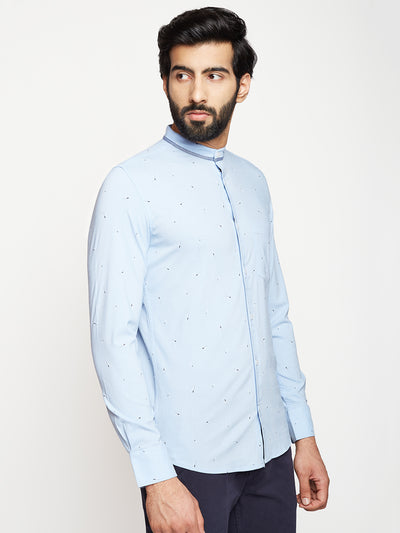 Blue Printed SilmFit shirt - Men Shirts