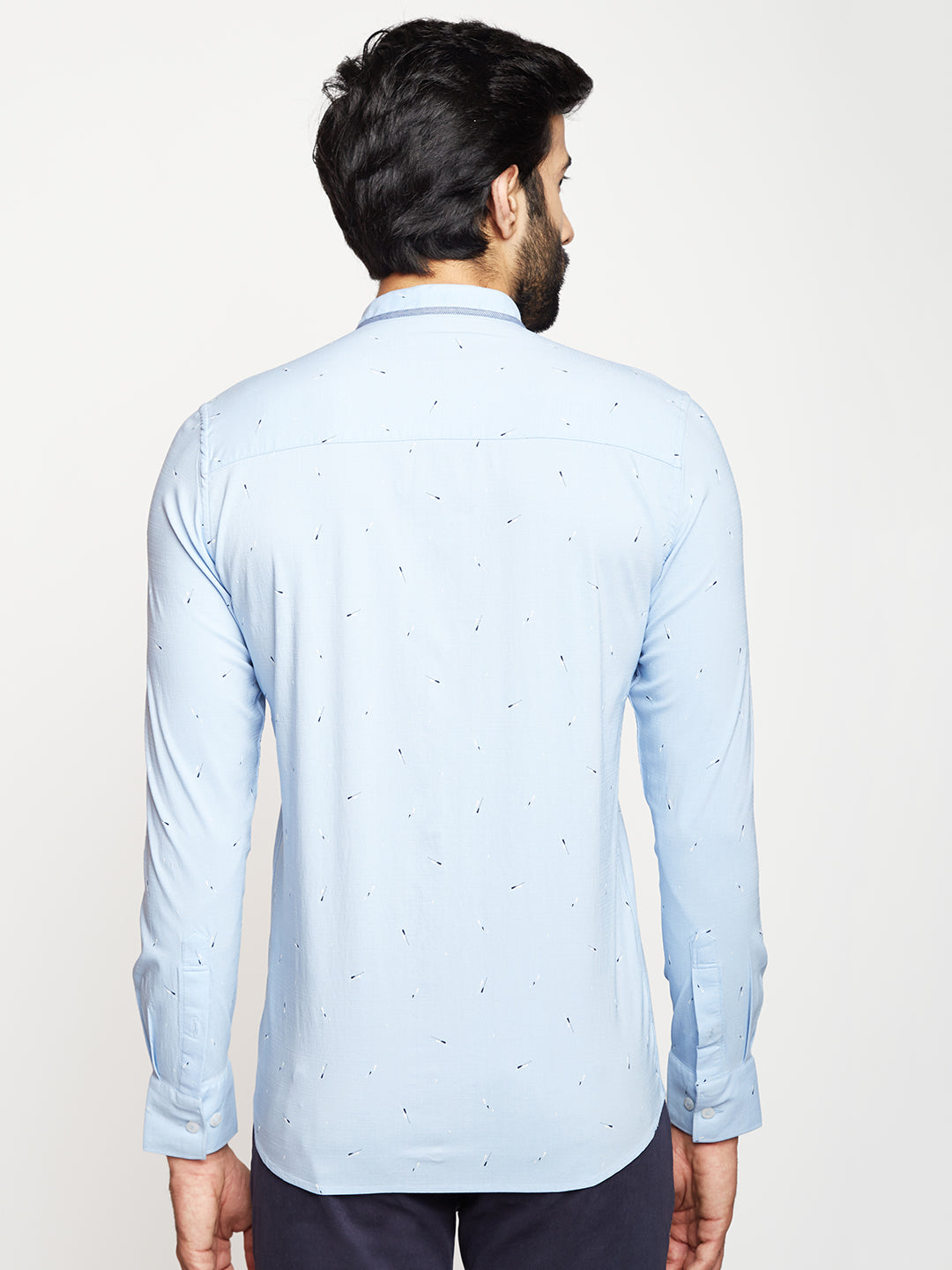 Blue Printed SilmFit shirt - Men Shirts