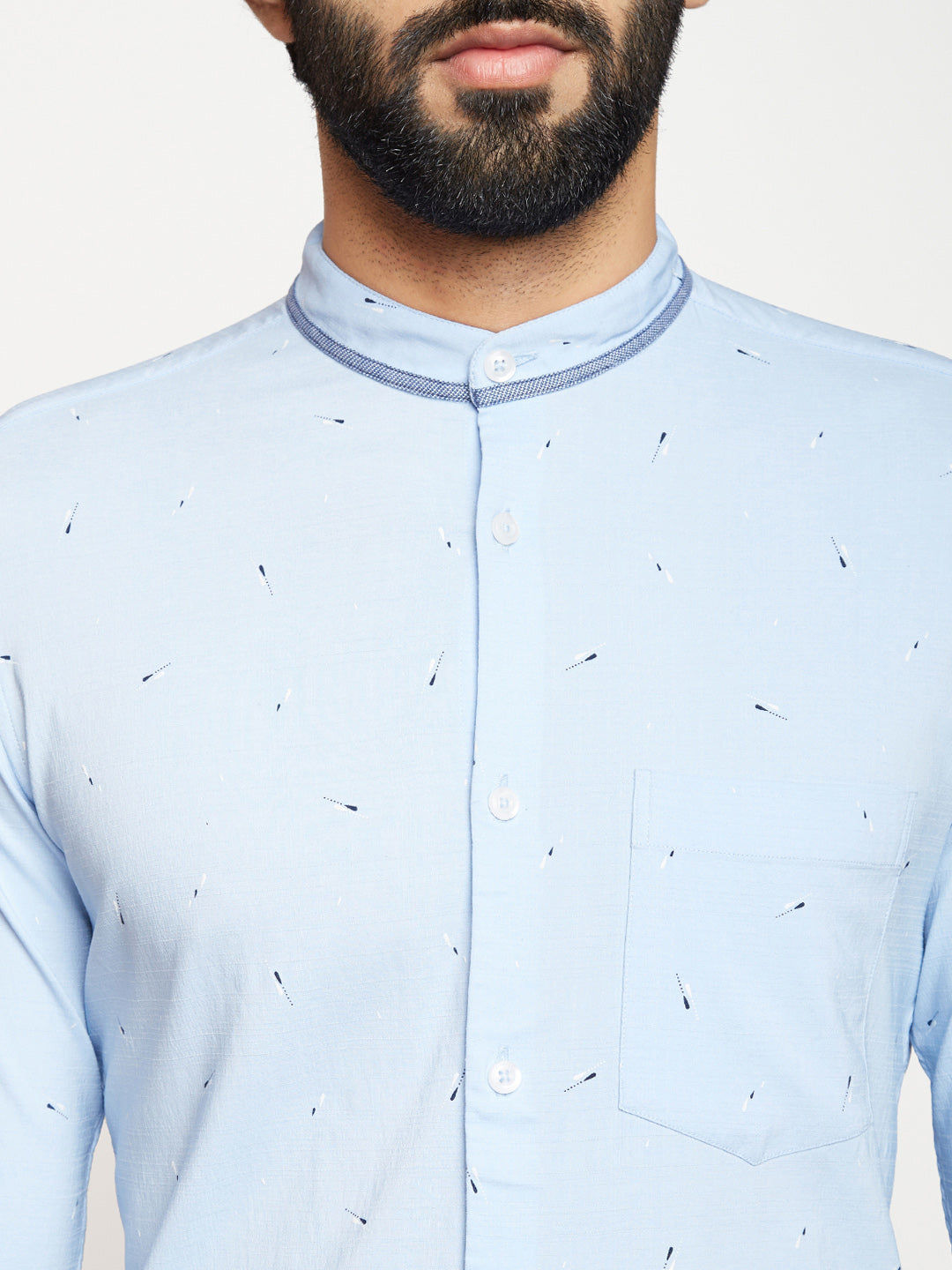 Blue Printed SilmFit shirt - Men Shirts