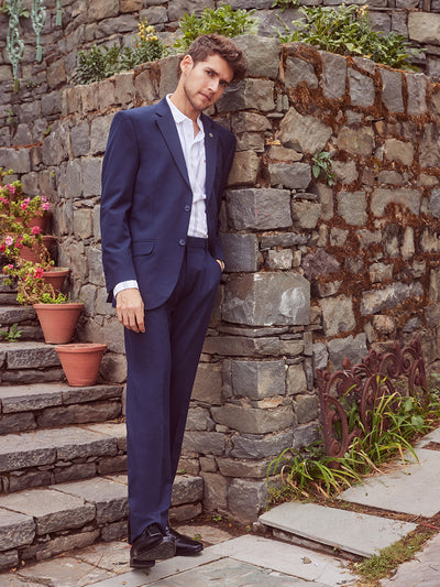 Navy Blue Suit Set-Men Suits-Crimsoune Club