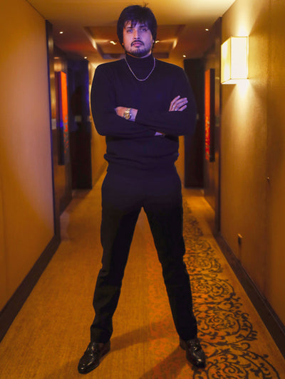 Black Mock Neck Sweater - Men Sweaters